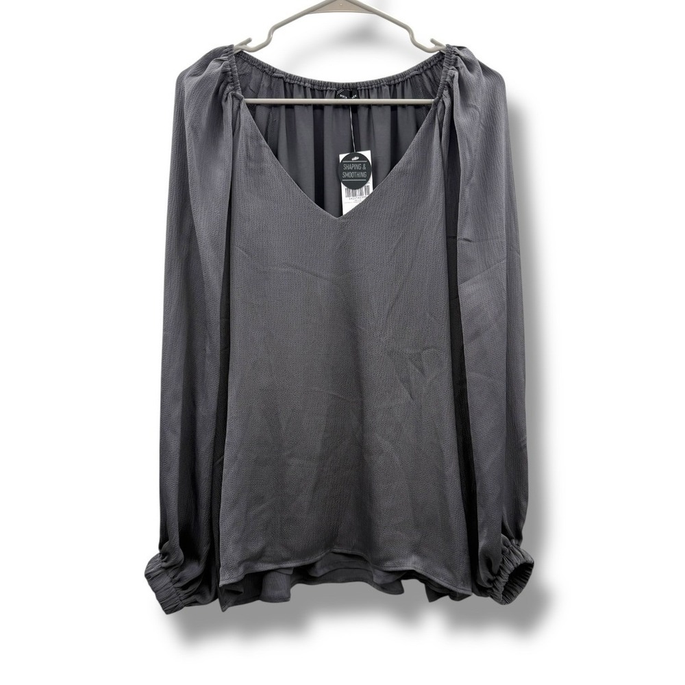 Buckle Black NWT Long Sleeve Blouse Large Gray Casual Flowy Lightweight‎
